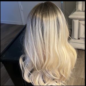 New Wig Rooted Blonde with Bangs